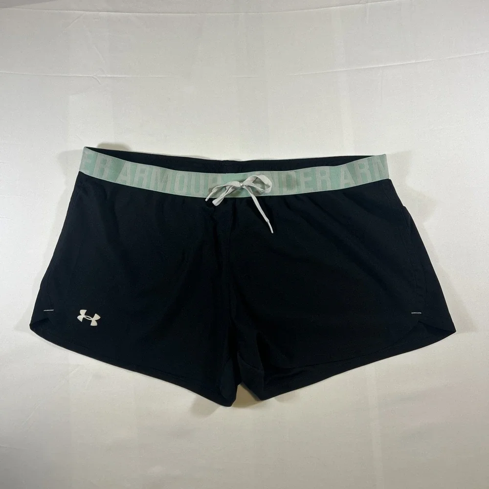 Under Armour Shorts Womens Size Xtralrg Black Heat Gear Waistband Running Shorts